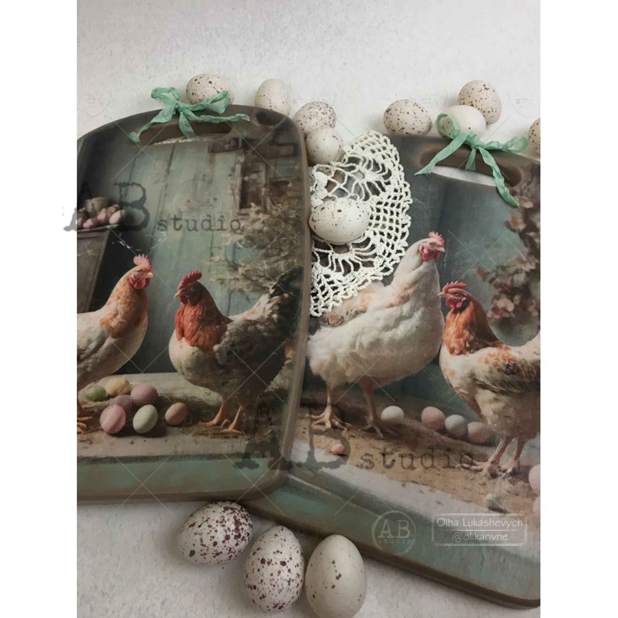 AB Studio - Farmhouse Hens & Eggs Decoupage Paper (A4 Size) - Image 3