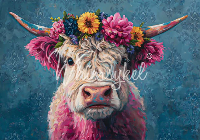 Whimsykel - Magenta Moo Decoupage Paper (21x29 Size) - Image 3