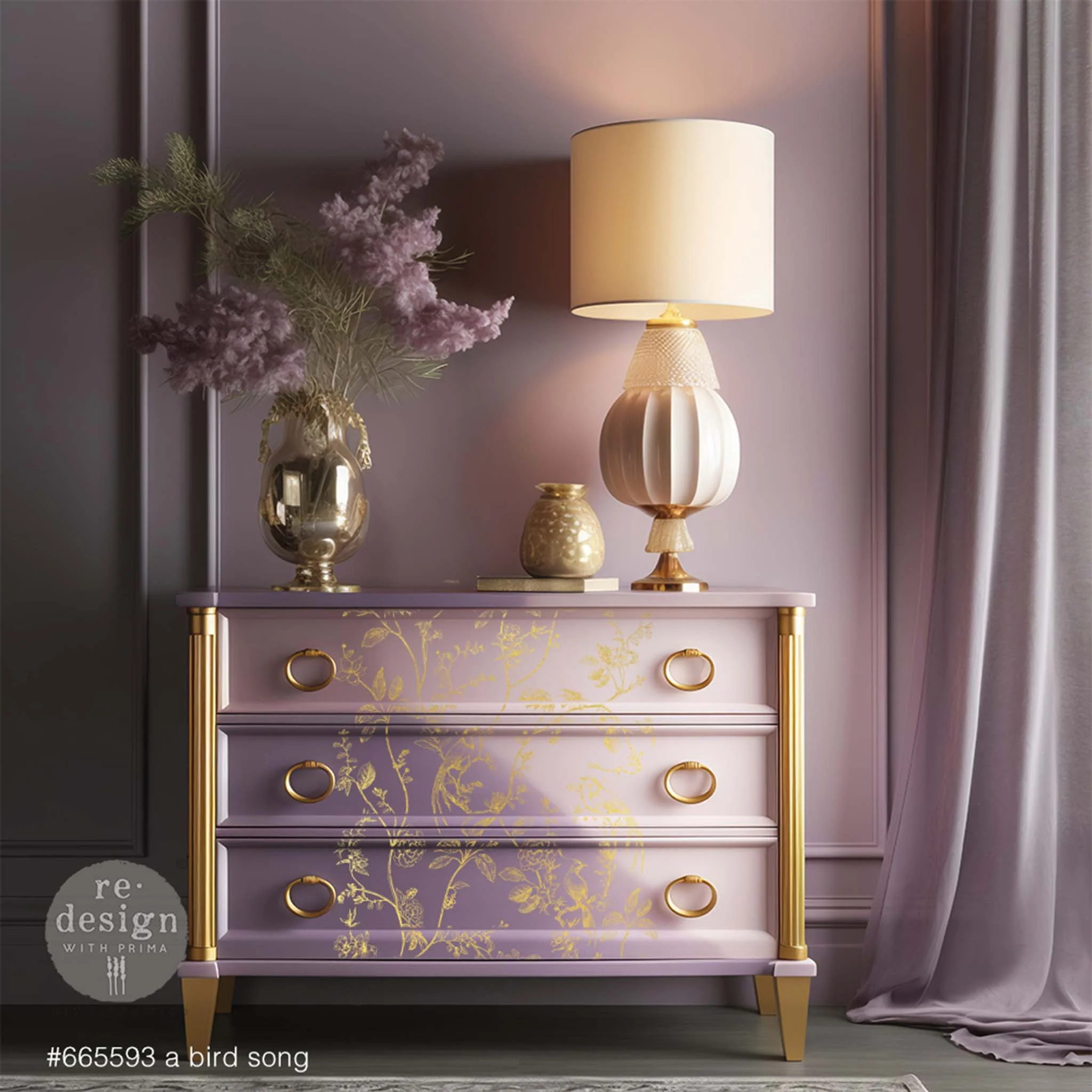 ReDesign with Prima - A Bird Song by KACHA Gold Foil Furniture Transfer (18x24 Size) - Image 3