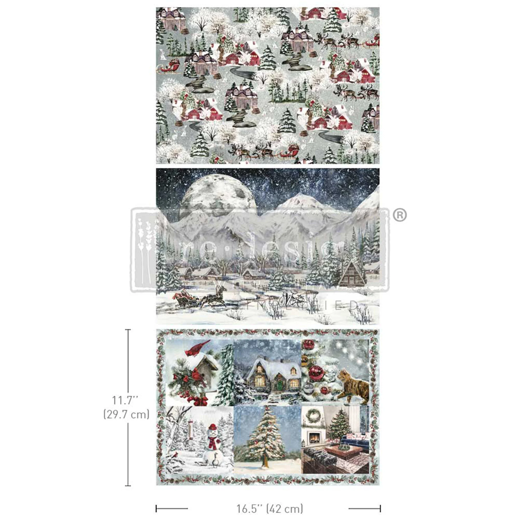 ReDesign with Prima - Snowfall Splendor Decoupage Papers (3 Sheets, A3 Each) - Image 6