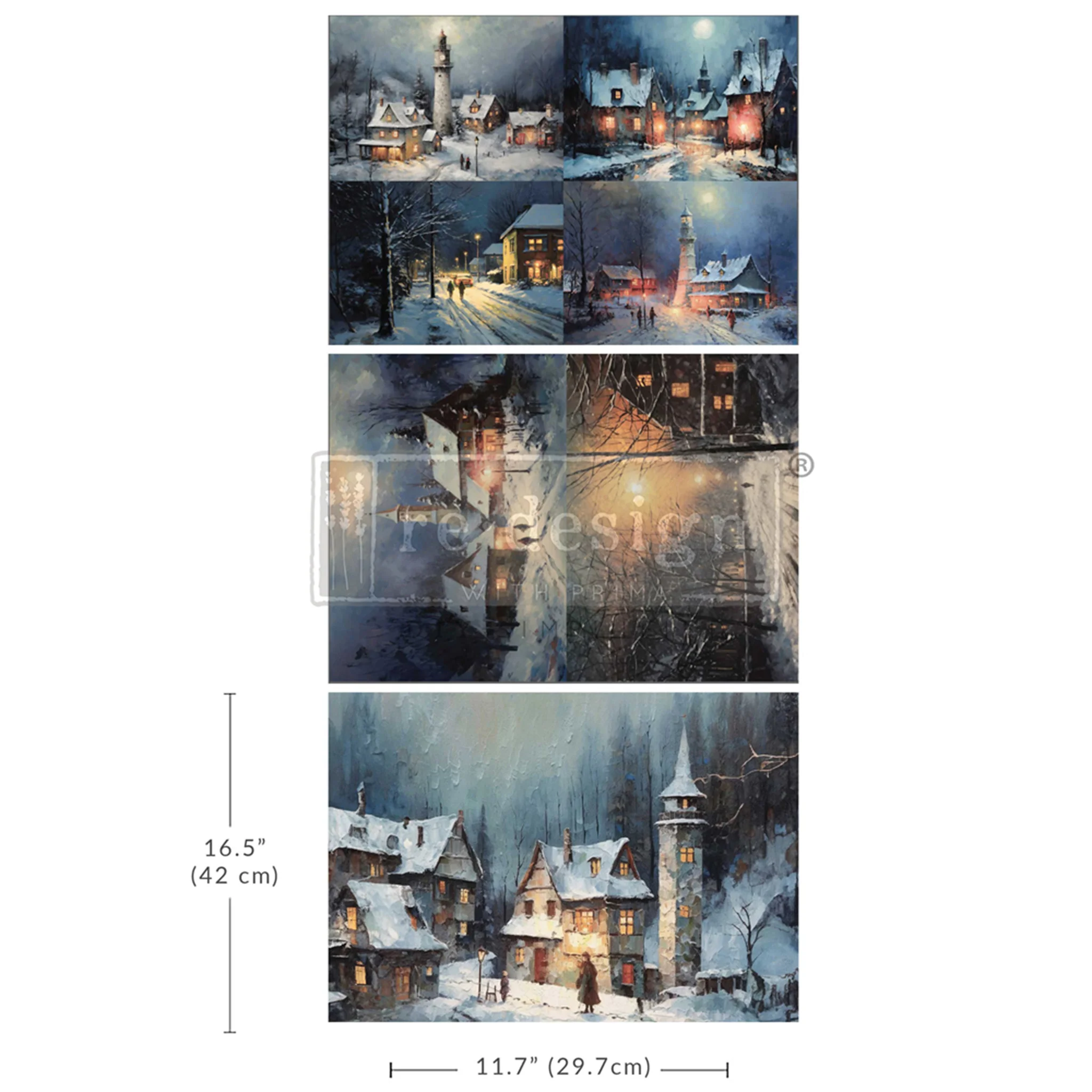 ReDesign with Prima - Snowy Twilight Decoupage Papers (3 Sheets, A3 Each) - Image 6